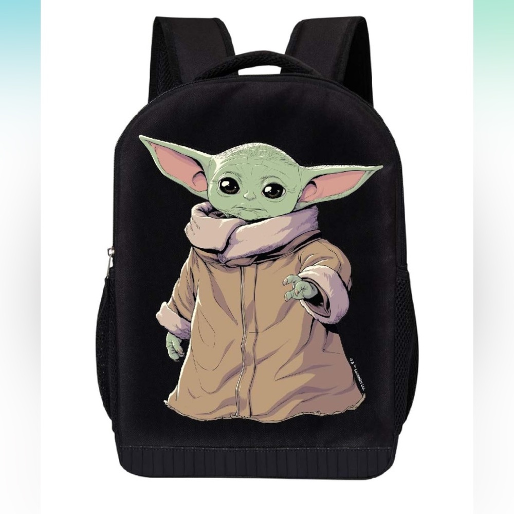 STAR WARS BLACK MANDALORIAN CHILD STANDING 18‎ INCH MESH PADDED LAPTOP BACKPACK